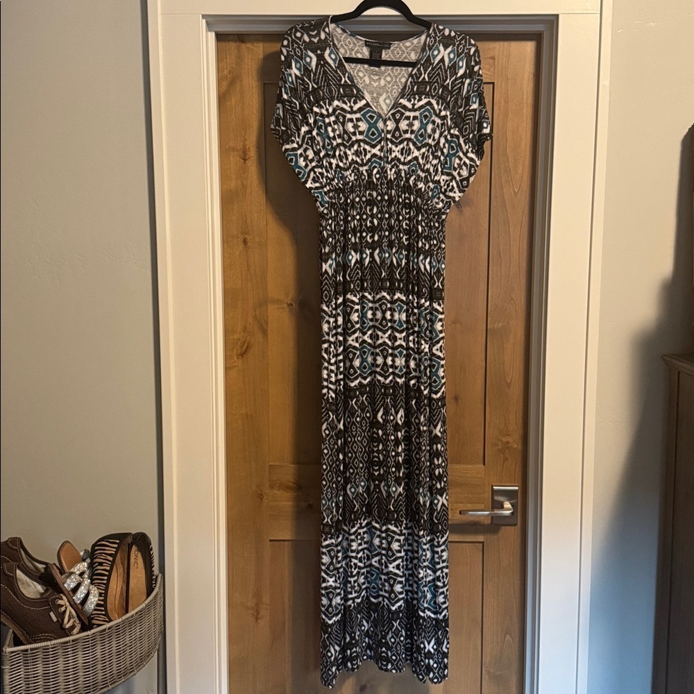 Design history Womens L Maxi dress tribal Southwest Indian Viscose stretch Beach